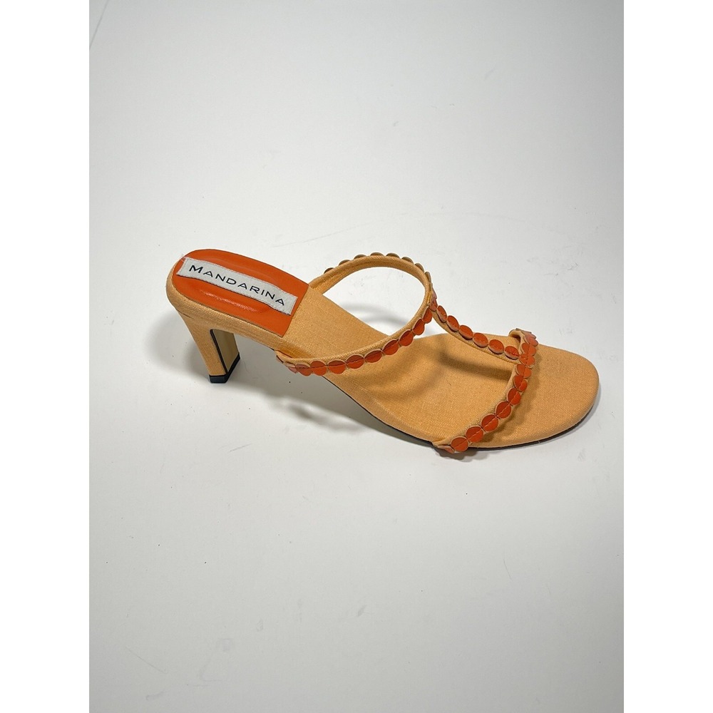 Mandarina UK sandals heels Size US 6 Orange Leather Details Summer Women's